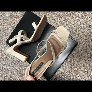 BCBG Beige strappy block heels